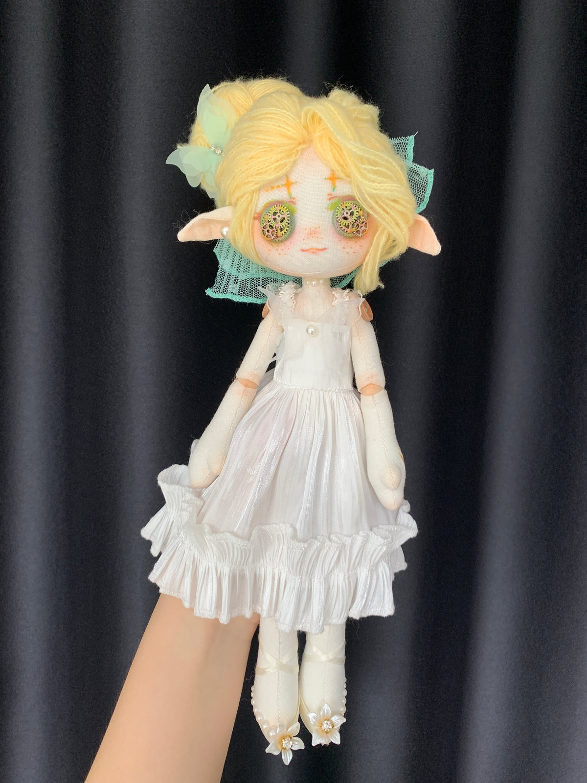 Pearl Lily OOAK handmade art doll full body view