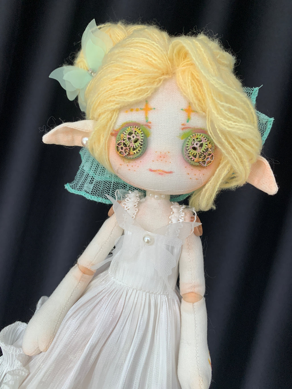 Pearl Lily OOAK handmade art doll close-up portrait
